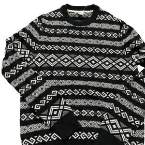 NEW‎ William Rast Sweater Men’s Medium Black & White Cotton Geometric